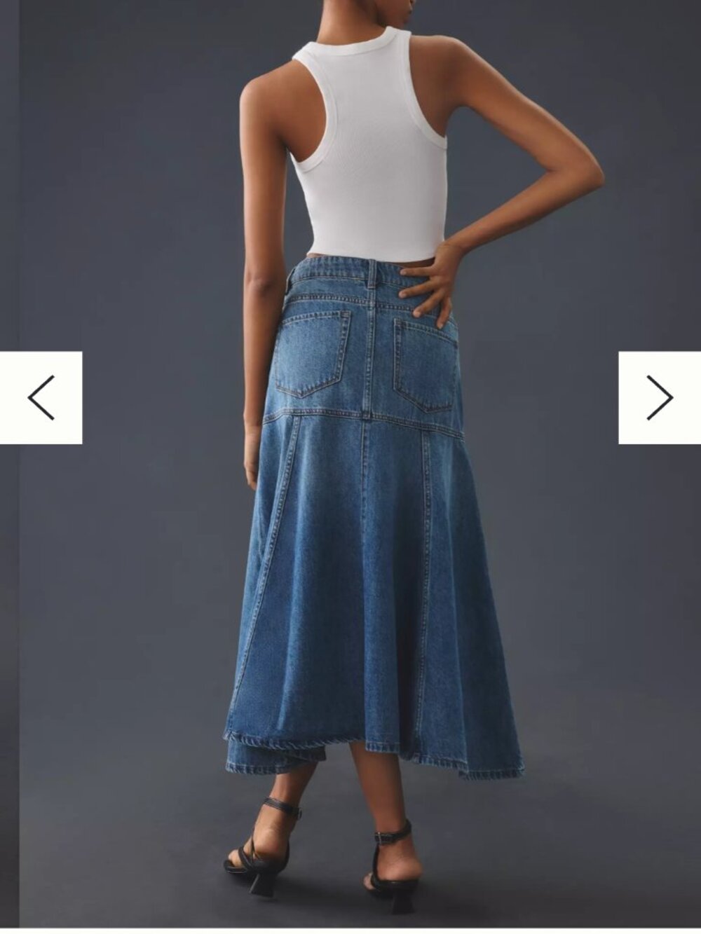 Mare Mare x Anthropologie Denim Flounce Midi Skirt Size XL - Picture 2 of 12